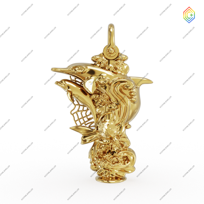 The whistle pendant rendered in 18K gold e-coating on 925 sterling silver